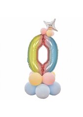 Folinis balionas skaičius "Nulis", vaivorykštės spalvų, 81 cm kaina ir informacija | Balionai | pigu.lt