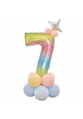 Folinis balionas skaičius "Septyni", vaivorykštės spalvų, 81 cm kaina ir informacija | Balionai | pigu.lt