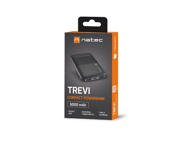 Natec PowerBank Trevi Compact 5000mAh 2x USB + USB-C цена и информация | Atsarginiai maitinimo šaltiniai (power bank) | pigu.lt