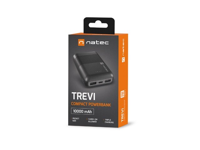 Natec PowerBank Trevi Compact 10000mAh 2x USB + USB-C kaina ir informacija | Atsarginiai maitinimo šaltiniai (power bank) | pigu.lt