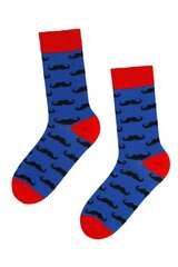Мужские элегантные хлопковые носки синего цвета с изображением джентльменских усов чёрного цвета PELLE цена и информация | Мужские носки | pigu.lt