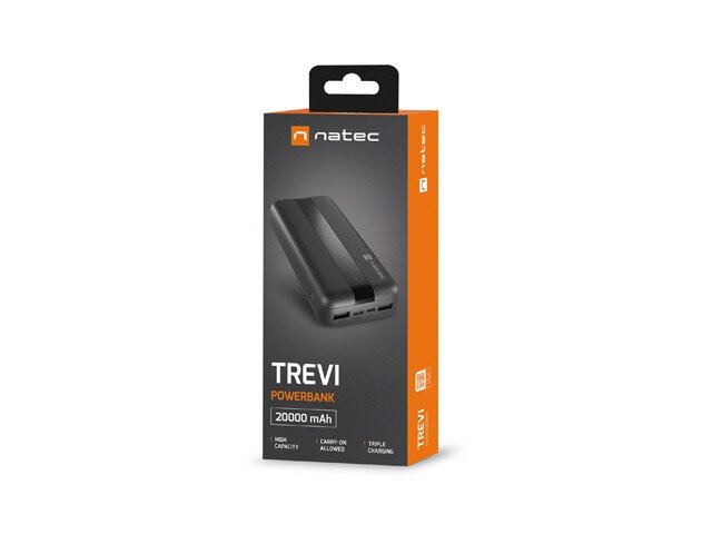 Natec PowerBank Trevi 20000mAh 2x USB + USB-C kaina ir informacija | Atsarginiai maitinimo šaltiniai (power bank) | pigu.lt