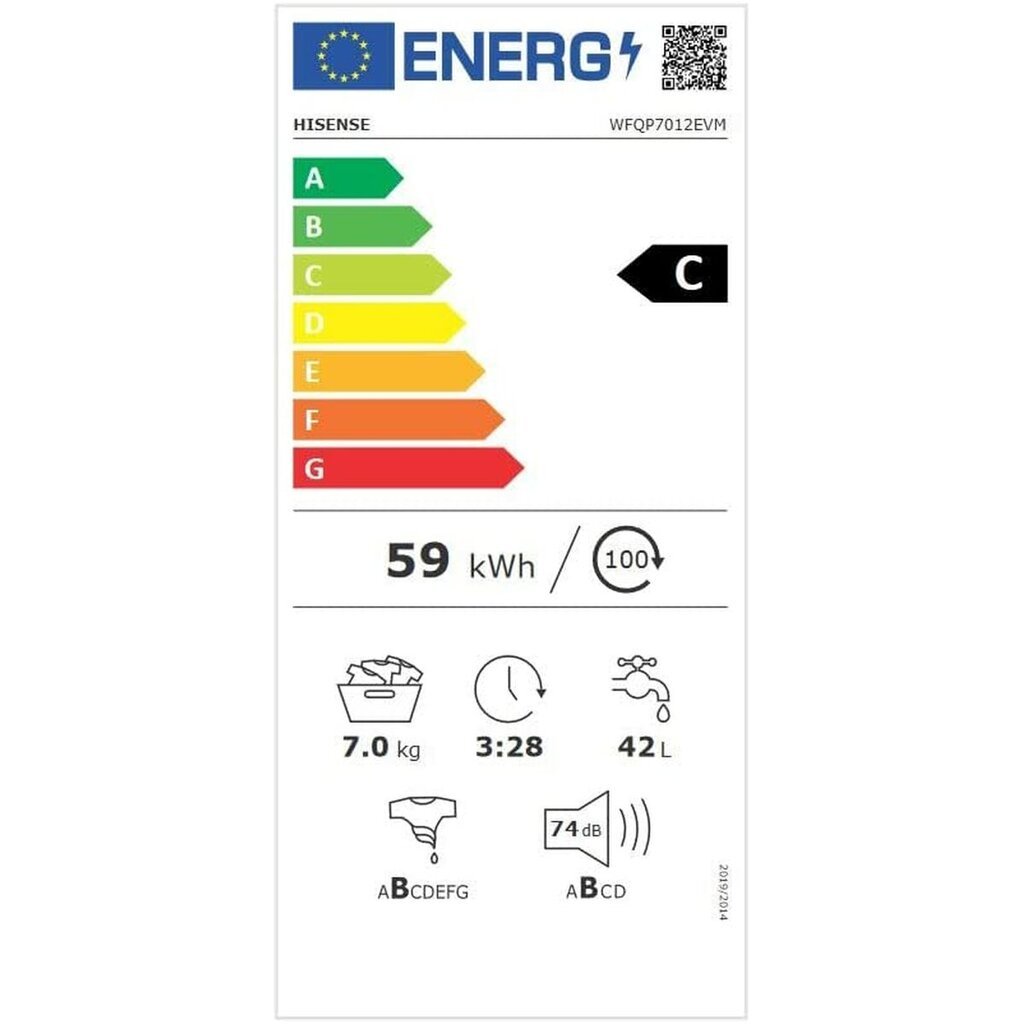 Hisense WFQP7012EVM цена и информация | Skalbimo mašinos | pigu.lt