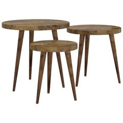 Šoninių staliukų rinkinys, 3vnt., tamsiai rudi, mdf ir geležis kaina ir informacija | Kavos staliukai | pigu.lt
