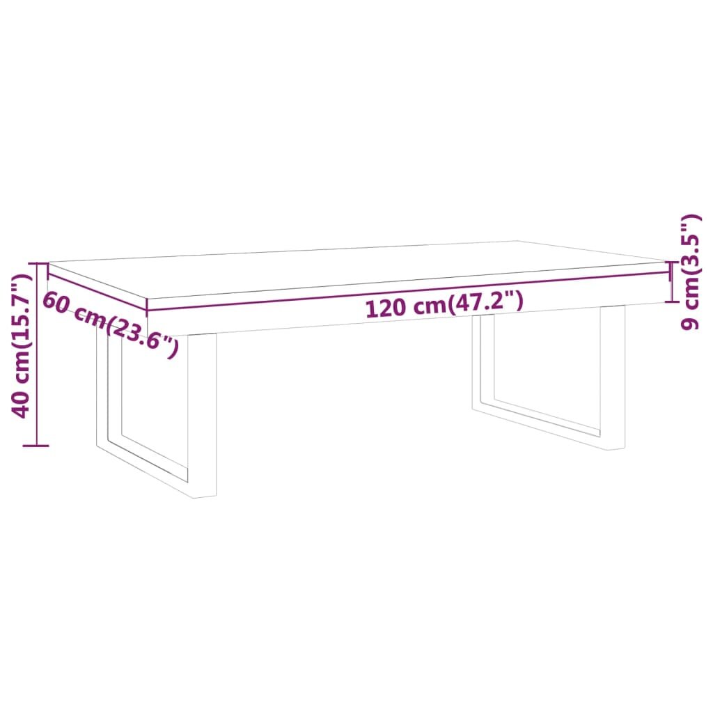 Kavos staliukas, rudas/juodas, 120x60x40cm, mdf/geležis цена и информация | Kavos staliukai | pigu.lt