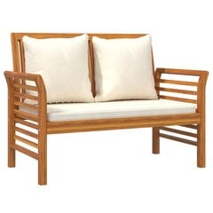 Sofa-suoliukas su kreminėmis pagalvėlėmis, akacijos masyvas kaina ir informacija | Lauko suolai | pigu.lt