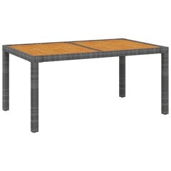 vidaXL Sodo stalas, pilkas, 150x90x75cm, poliratanas ir akacija kaina ir informacija | Lauko stalai, staliukai | pigu.lt