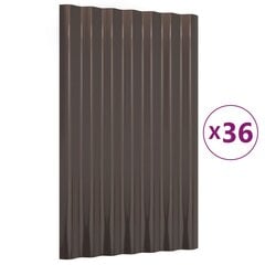 vidaXL Stogo plokštės, 36vnt., rudos, 60x36cm, plienas цена и информация | Кровельные покрытия | pigu.lt