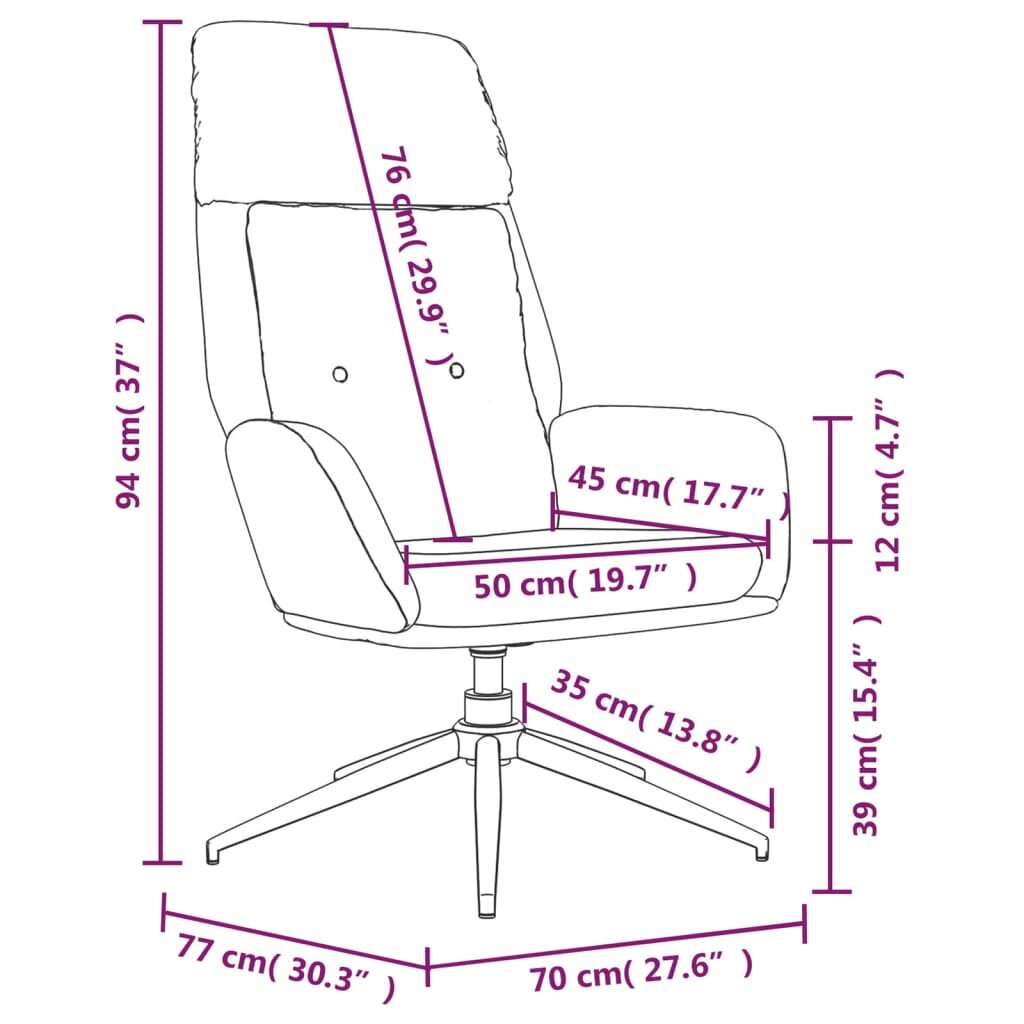 Poilsio kėdė, juodos spalvos, tikra oda kaina ir informacija | Svetainės foteliai | pigu.lt