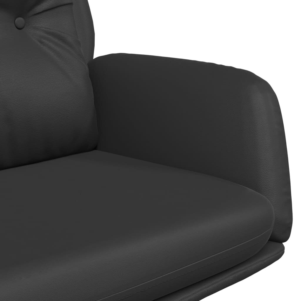 Poilsio kėdė, juodos spalvos, tikra oda kaina ir informacija | Svetainės foteliai | pigu.lt