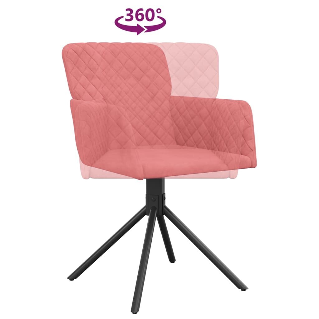 Pasukamos valgomojo kėdės, 2vnt., rožinės spalvos, aksomas kaina ir informacija | Virtuvės ir valgomojo kėdės | pigu.lt