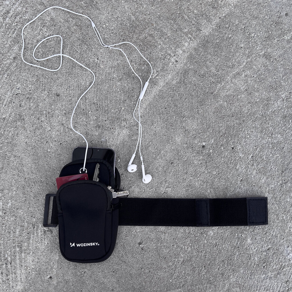Wozinsky Running Phone Armband WABBK1, juodas kaina ir informacija | Telefono dėklai | pigu.lt