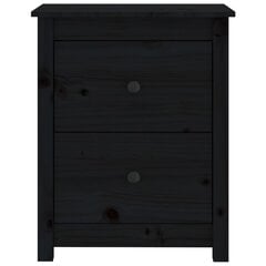 VidaXL Naktinė spintelė, juoda, 50 x 35 x 61,5 cm, pušies medienos masyvas цена и информация | Прикроватные тумбочки | pigu.lt