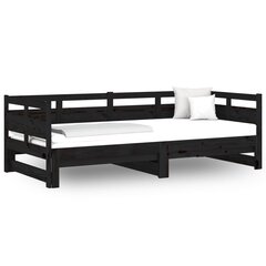 Ištraukiama lova, juoda, 2x(90x200)cm, pušies medienos masyvas цена и информация | Кровати | pigu.lt