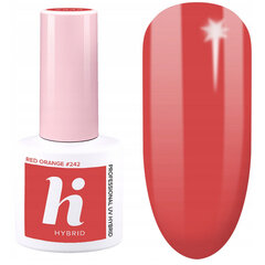 Прозрачный гибридный лак HI HYBRID #242 Красно-оранжевый 5 мл. цена и информация | Лаки, укрепители для ногтей | pigu.lt
