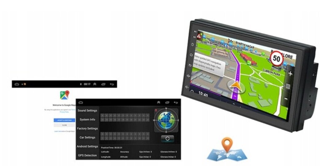 Automobilių magnetola, NAVIGACINĖ MULTIMEDIJA STOTIS, GPS, WI-FI, Android 12 ekranas 7" kaina ir informacija | Automagnetolos, multimedija | pigu.lt