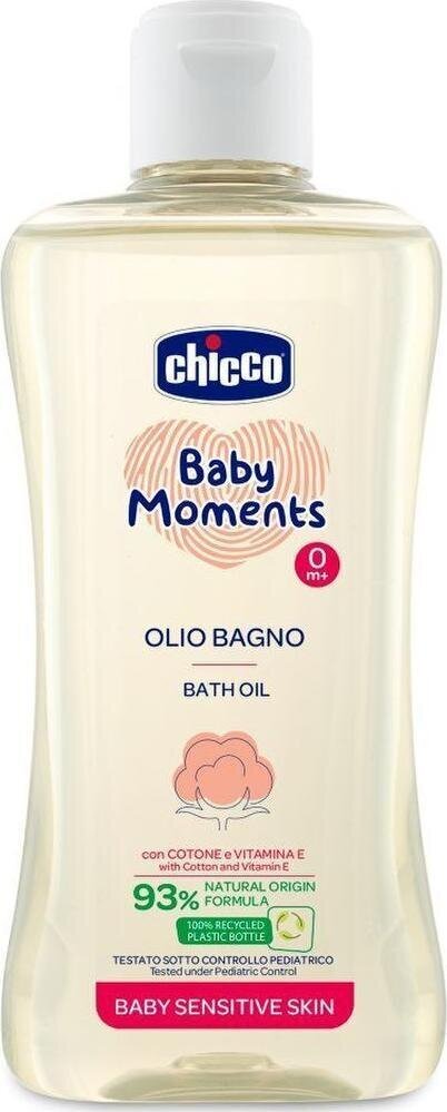 Aliejus jautriai odai Chicco Baby Moments Bath oil for sensitive skin, 200 ml kaina ir informacija | Kosmetika vaikams ir mamoms | pigu.lt