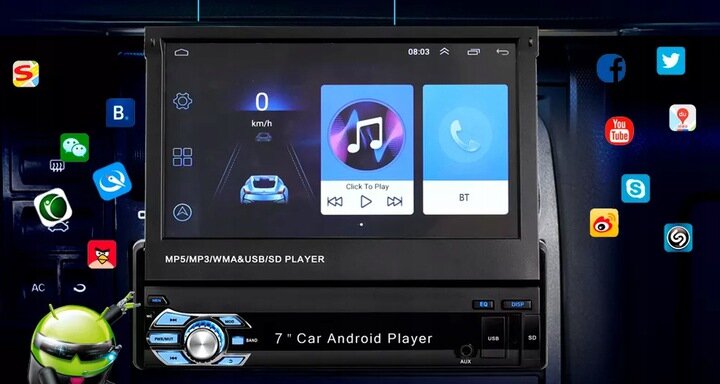 Automobilių magnetola, NAVIGACINĖ MULTIMEDIJA STOTIS, GPS, WI-FI,Android 11 su ištraukiamu 7 colių ekranu kaina ir informacija | Automagnetolos, multimedija | pigu.lt