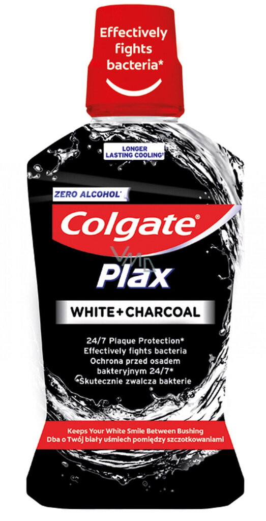 Burnos skalavimo skystis Colgate Plax White + Charcoal mouthwash, 500 ml kaina ir informacija | Dantų šepetėliai, pastos | pigu.lt