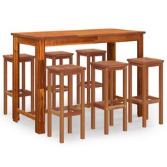 Sodo baro baldų komplektas vidaXL, Akacijos medienos masyvas, 7 dalių kaina ir informacija | Lauko baldų komplektai | pigu.lt