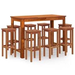 Sodo baro baldų komplektas vidaXL, Akacijos medienos masyvas, 9 dalių цена и информация | Комплекты уличной мебели | pigu.lt