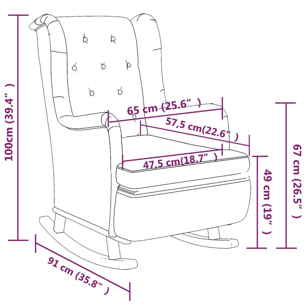vidaXL Krėslas su lingėmis ir pakoja, tamsiai pilkos spalvos, audinys kaina ir informacija | Svetainės foteliai | pigu.lt