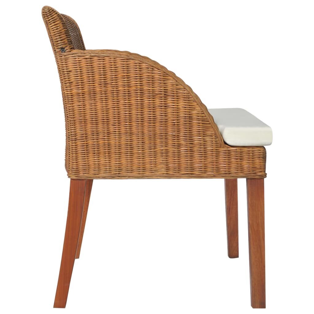 Valgomojo kėdė su pagalvėle vidaXL, Natūralus ratanas, šviesiai ruda kaina ir informacija | Virtuvės ir valgomojo kėdės | pigu.lt