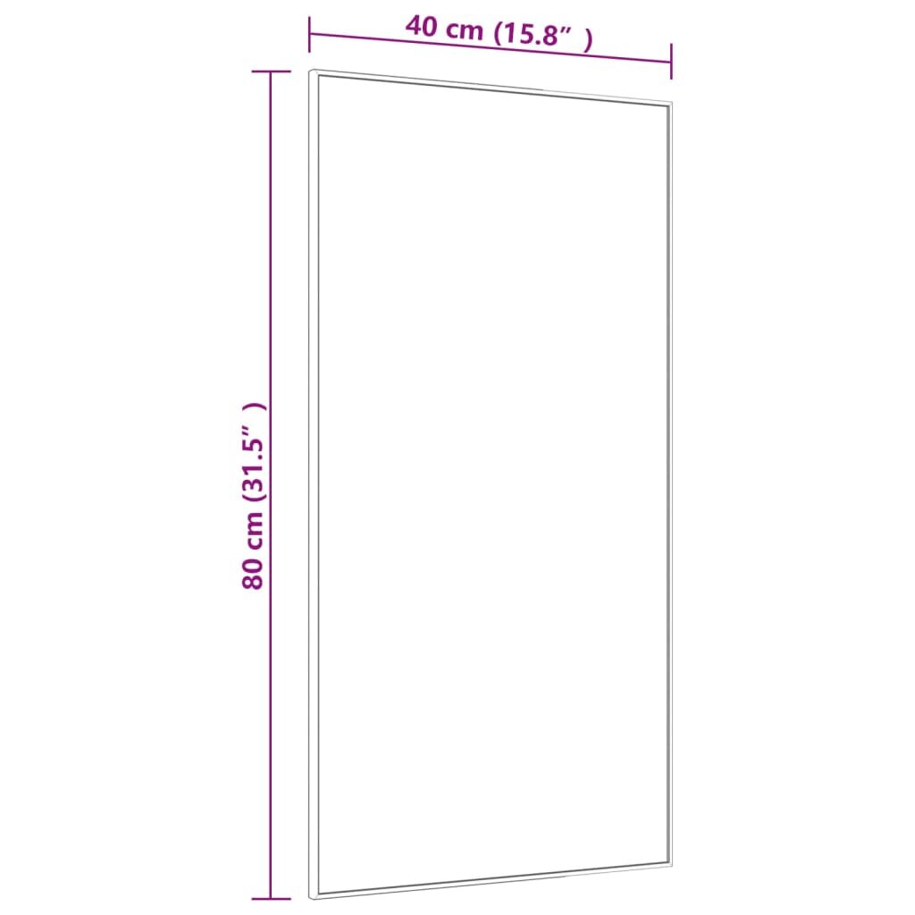 vidaXL Veidrodis ant durų, juodas, 40x80cm, stiklas ir aliuminis kaina ir informacija | Veidrodžiai | pigu.lt