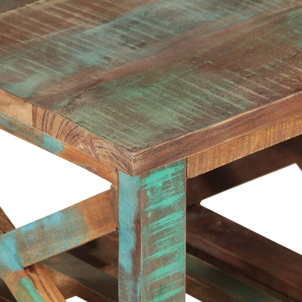Šoninis staliukas su ratukais vidaXL, Perdirbta mediena, 40x40x42cm, ruda kaina ir informacija | Kavos staliukai | pigu.lt