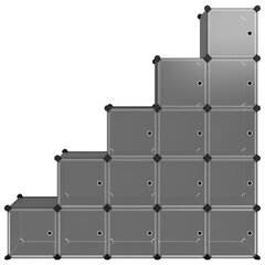 vidaXL lentyna su 15 kubo formos skyrių ir durelėmis, juoda, PP kaina ir informacija | Batų spintelės, lentynos ir suolai | pigu.lt