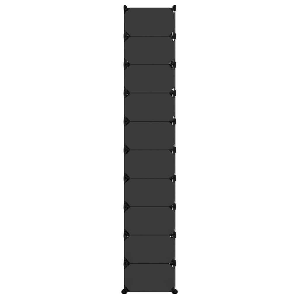 vidaXL Batų lentyna, juodos spalvos, 44x32x174cm, PP kaina ir informacija | Batų spintelės, lentynos ir suolai | pigu.lt