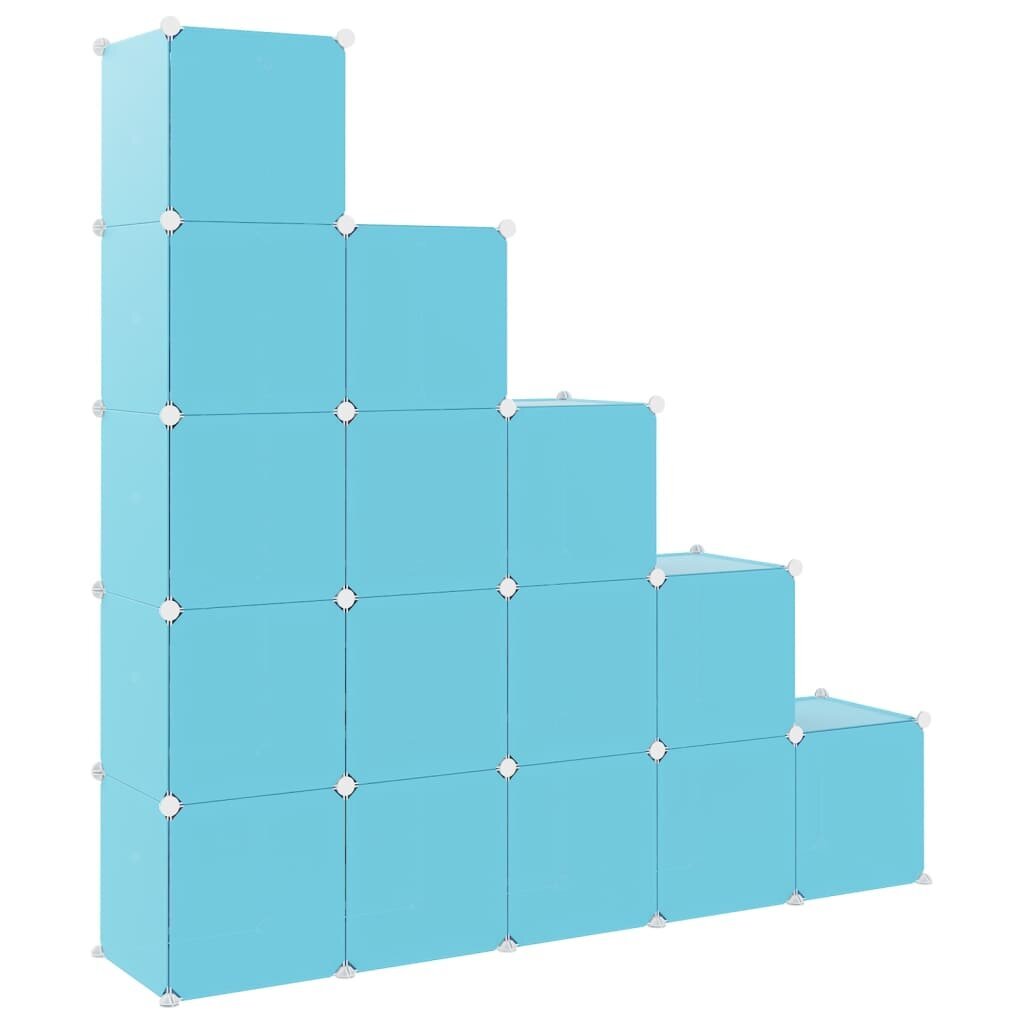Lentyna vidaXL su 15 kubo formos skyrių vaikams, PP, mėlyna kaina ir informacija | Lentynos | pigu.lt