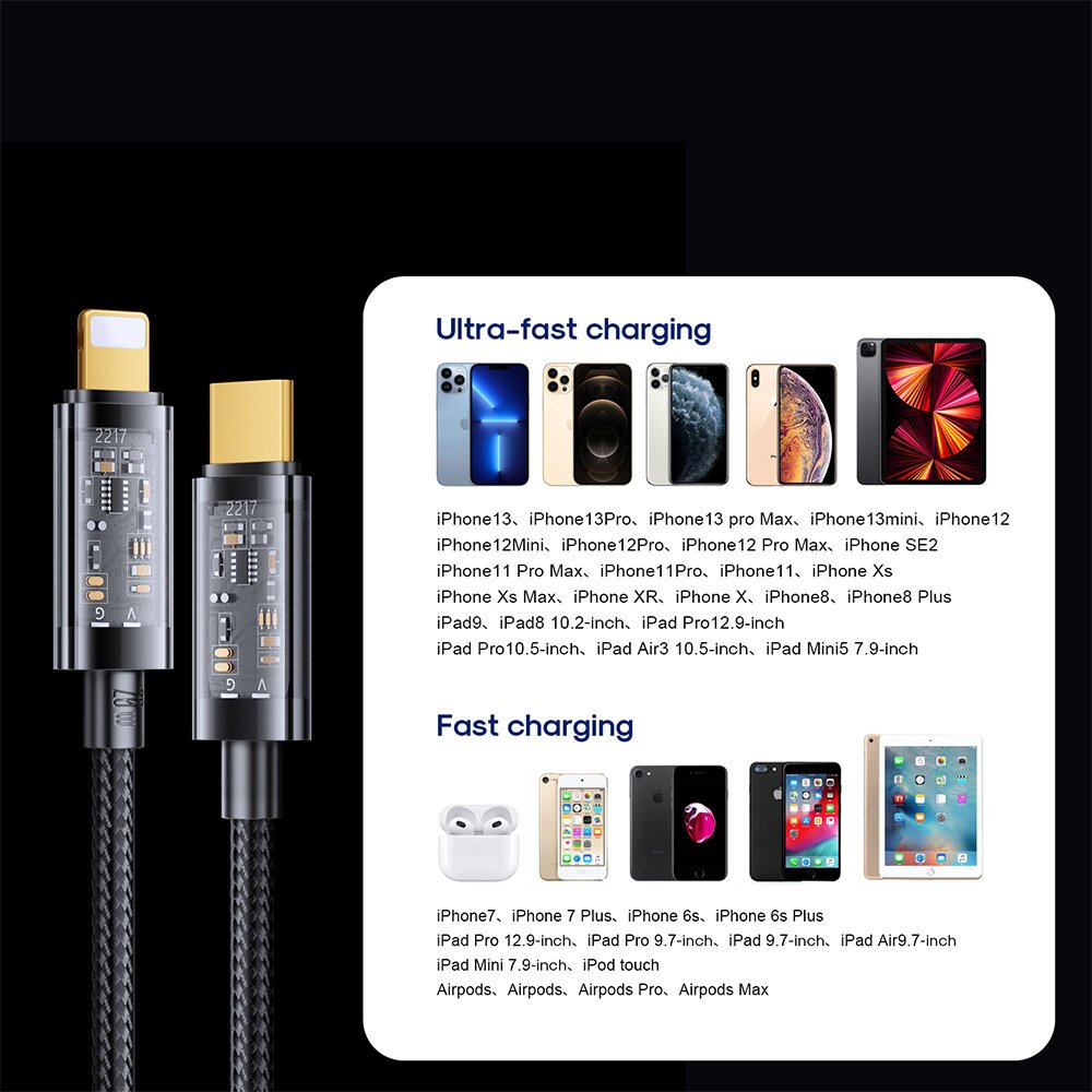 Joyroom S-CL020A12 Type-C to Lightning 20W Data Cable 1.2m-Black kaina ir informacija | Laidai telefonams | pigu.lt