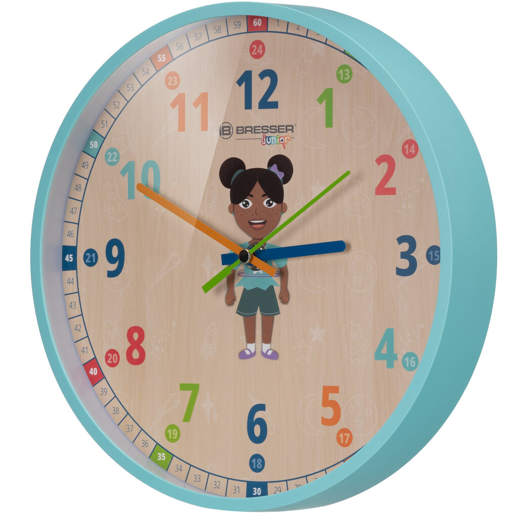Vaikiškas sieninis laikrodis Bresser Junior, mėlynas kaina ir informacija | Laikrodžiai | pigu.lt