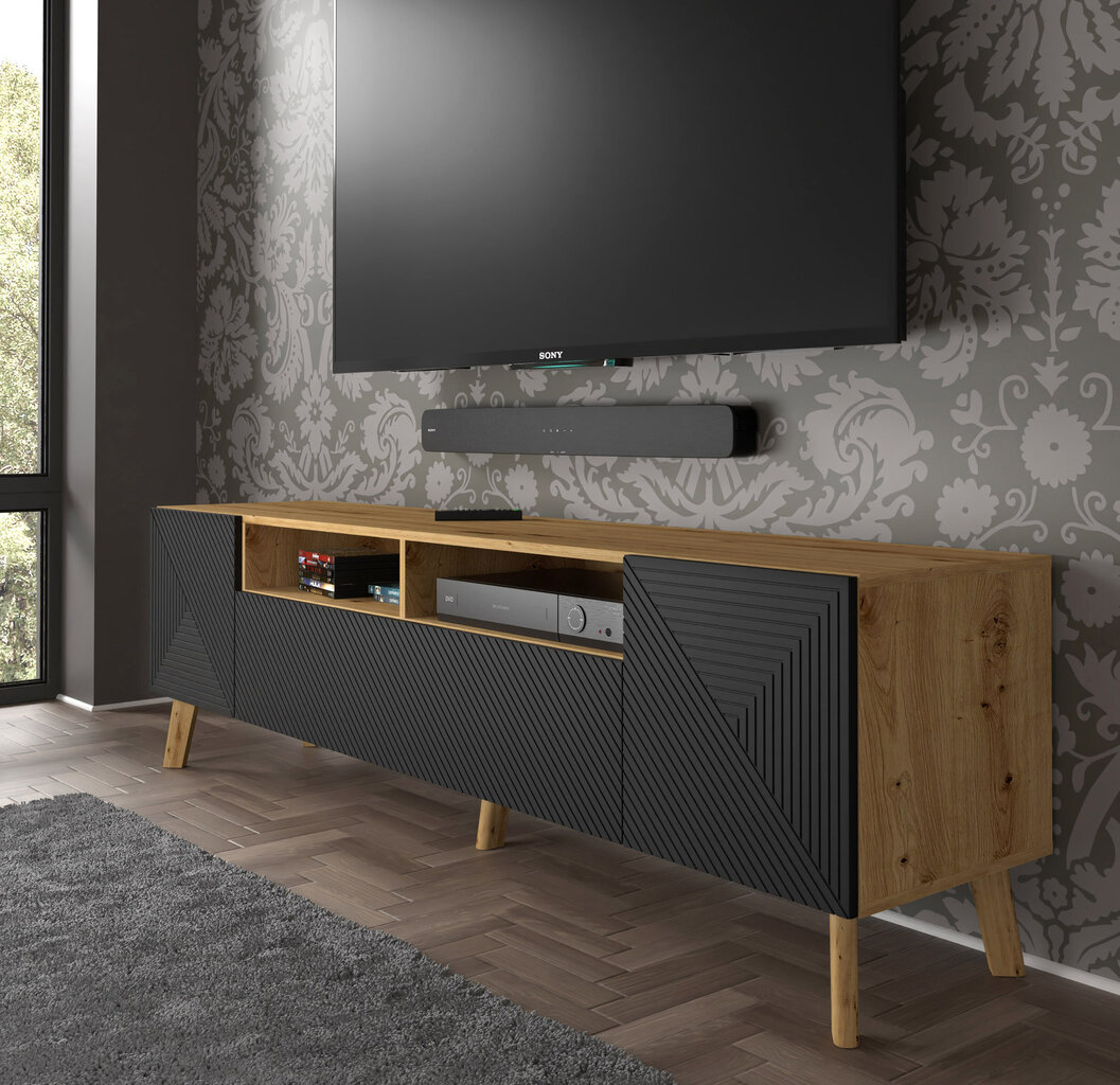 Tv spintelė Akl Furniture Luxi, juoda/ruda kaina ir informacija | TV staliukai | pigu.lt