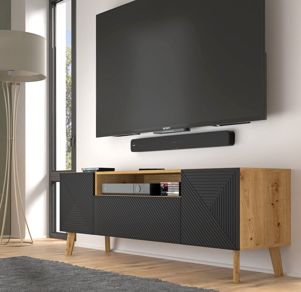 Tv spintelė Akl Furniture Luxi, juoda/ruda kaina ir informacija | TV staliukai | pigu.lt