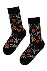 Хлопковые носки чёрного цвета с изображением скелетов и тыквенных фонарей на Хэллоуин JACK-O'-LANTERN цена и информация | Женские носки | pigu.lt