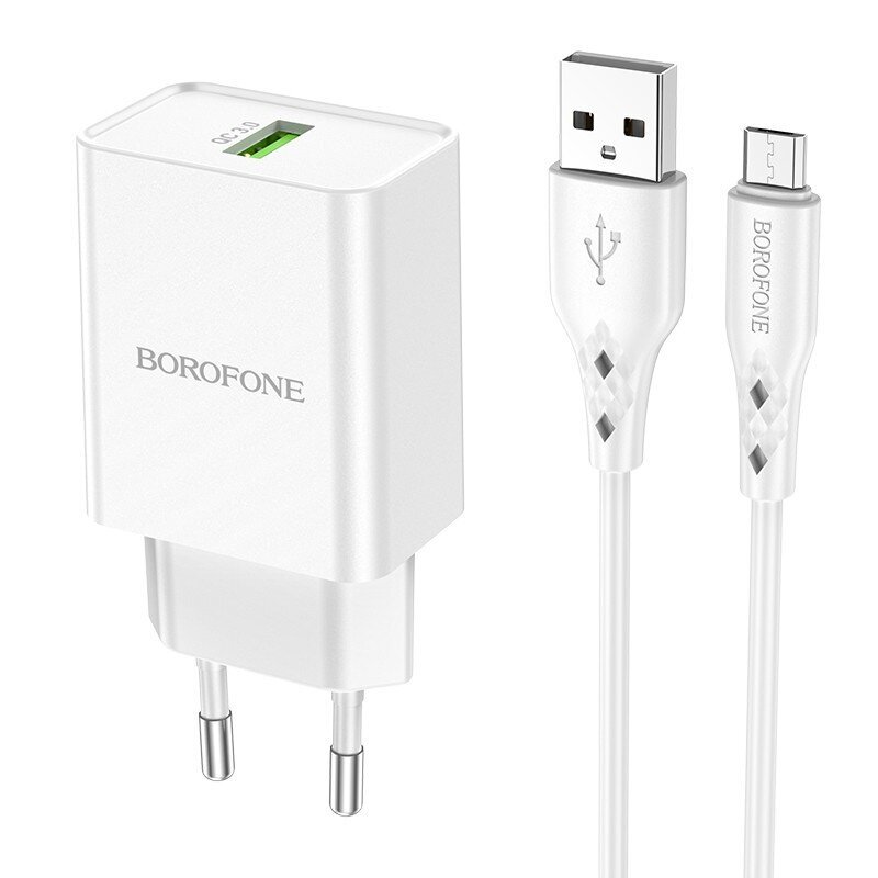 Borofone BN5 QC 3.0 18W + microUSB kaina ir informacija | Krovikliai telefonams | pigu.lt