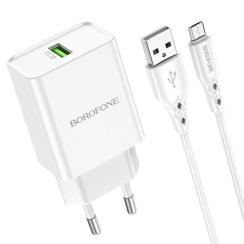 Borofone BN5 QC 3.0 18W + microUSB kaina ir informacija | Krovikliai telefonams | pigu.lt