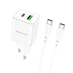 Сетевая зарядка Borofone BN7 Type-C 20W/USB-A 18W PD20W+QC3.0 + Type-C белая цена и информация | Зарядные устройства для телефонов | pigu.lt