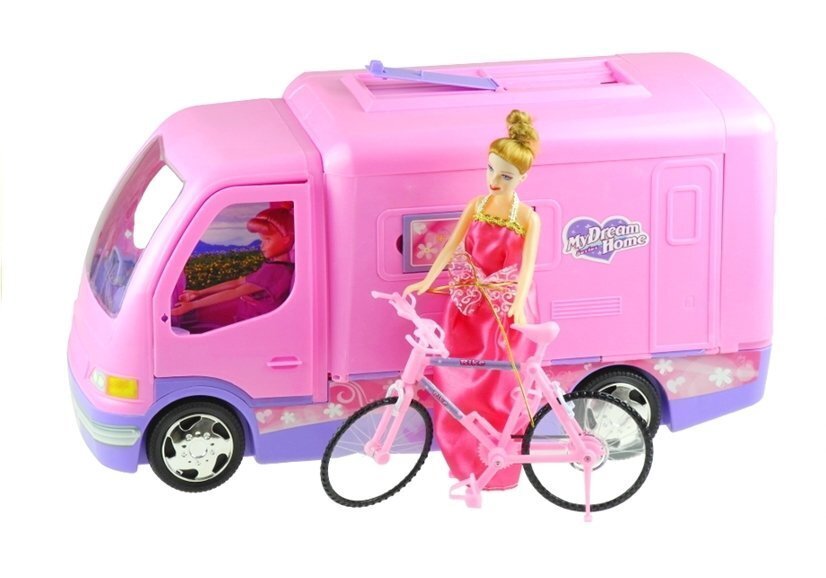 Transporto priemonė lėlių dviračiui Lean Toys 50 cm, rožinė kaina ir informacija | Žaislai mergaitėms | pigu.lt