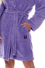 Trumpas chalatas su gobtuvu 2215 Viola, violetinės spalvos kaina ir informacija | Chalatai moterims | pigu.lt