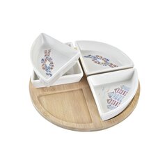 Комплект для аперитива DKD Home Decor Натуральный Синий Бамбук Керамика (21,5 x 21,5 x 1 cm) (5 шт) цена и информация | Посуда, тарелки, обеденные сервизы | pigu.lt