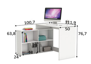 Rašomasis stalas Corner, baltas kaina ir informacija | Kompiuteriniai, rašomieji stalai | pigu.lt