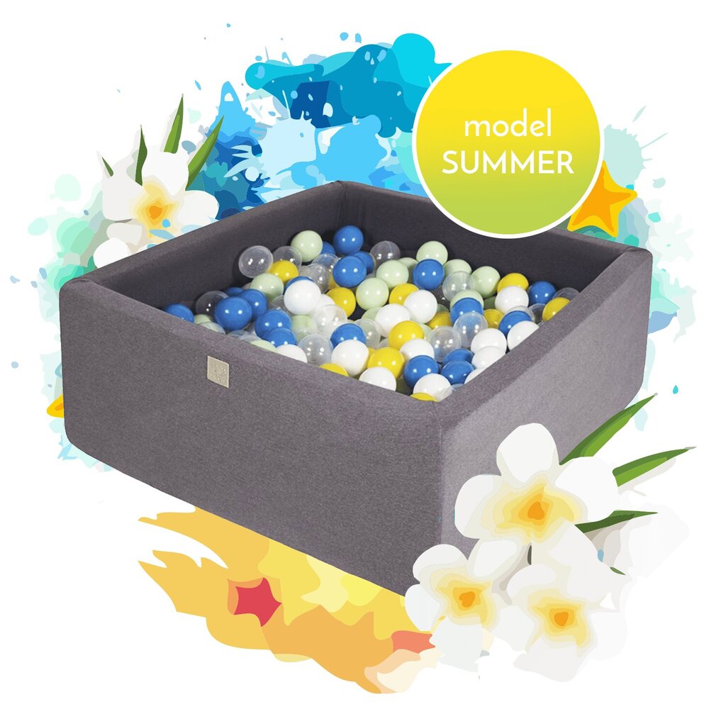 "MeowBaby®" modelis "Summer Dry Ball Pool" 300 vnt. kvadratinių paruoštų naudoti kamuoliukų rinkinys kaina ir informacija | Žaislai kūdikiams | pigu.lt