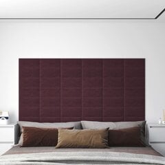 Sienų plokštės, 12vnt., violetinės, 30x15cm, audinys, 0,54m² цена и информация | Элементы декора для стен, потолка | pigu.lt