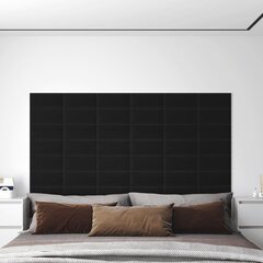 Sienų plokštės, 12vnt., juodos, 30x15cm, audinys, 0,54m² kaina ir informacija | Lubų, sienų dekoro elementai | pigu.lt