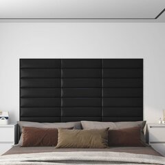 Sienų plokštės, 12vnt., juodos, 60x15cm, dirbtinė oda, 1,08m² kaina ir informacija | Lubų, sienų dekoro elementai | pigu.lt