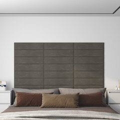 Sienų plokštės, 12vnt., pilkos, 60x15cm, aksomas, 1,08m² kaina ir informacija | Lubų, sienų dekoro elementai | pigu.lt