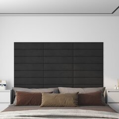 Sienų plokštės, 12vnt., juodos, 60x15cm, aksomas, 1,08m² kaina ir informacija | Lubų, sienų dekoro elementai | pigu.lt